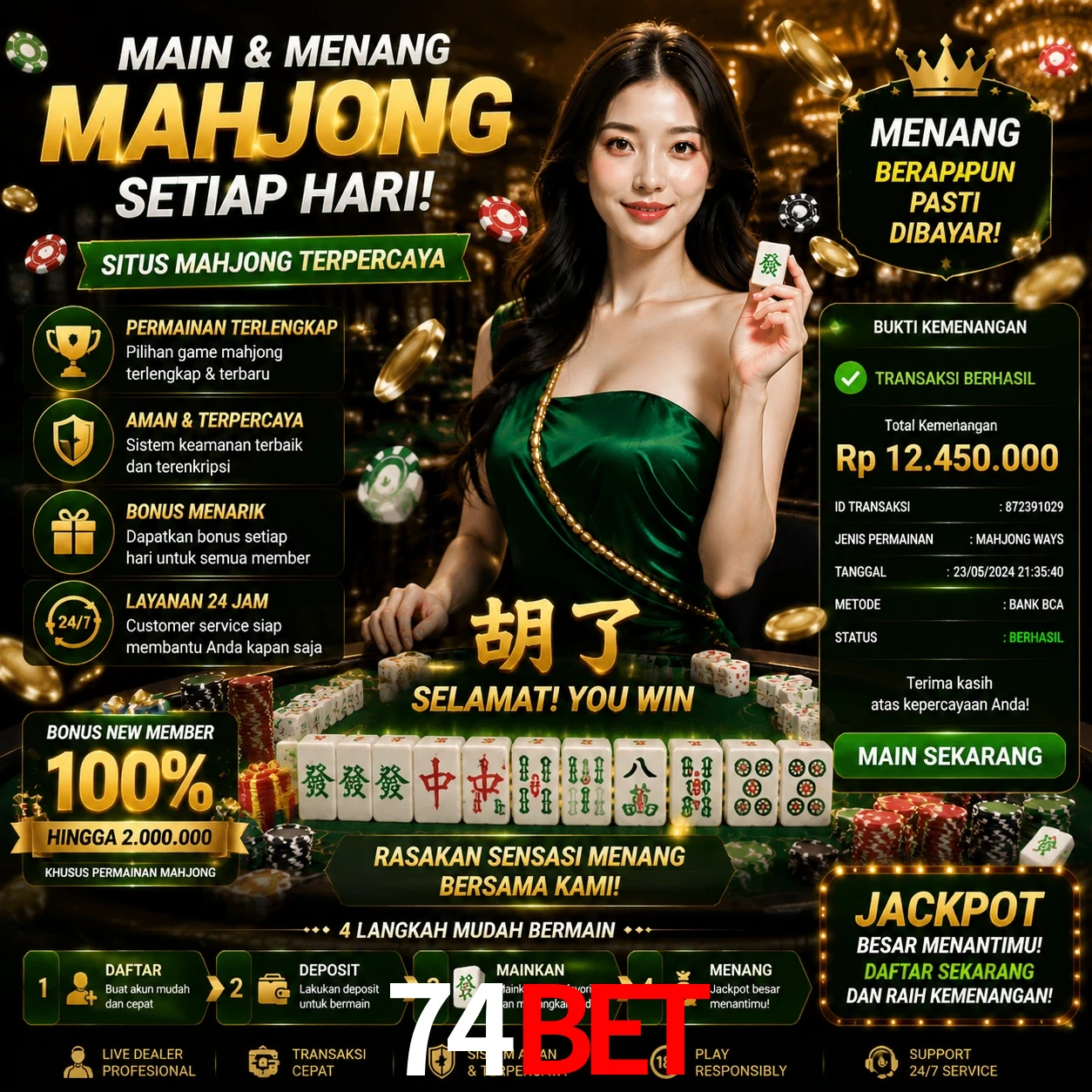 Ganhar e sacar na 74bet